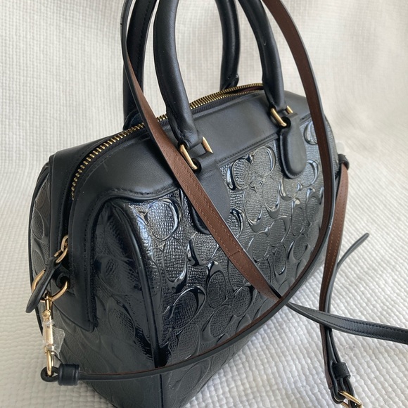 Coach Black Embossed Leather Satchel - Picture 3 of 12